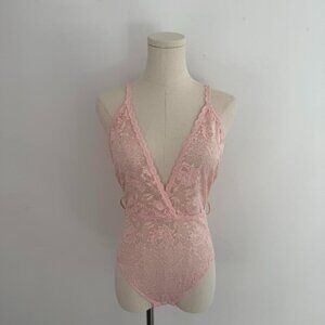 Cosabella Pink Lace Bodysuit With Adjustable Staps